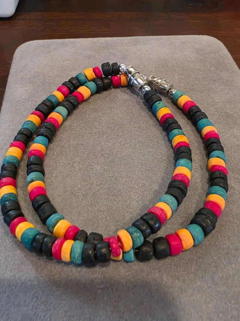 Rasta Reggae Wood Bead Bracelet Vibrant Colorful Tribal Summer Beach Style  x 2